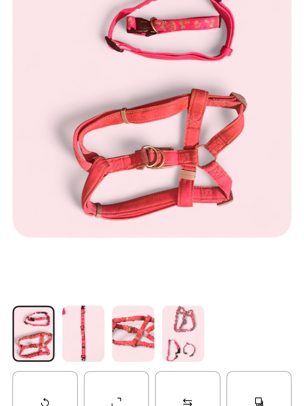 Pink Adjustable Harness and Collar Set